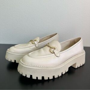 Arezzo Platform Off White Cream Loafers